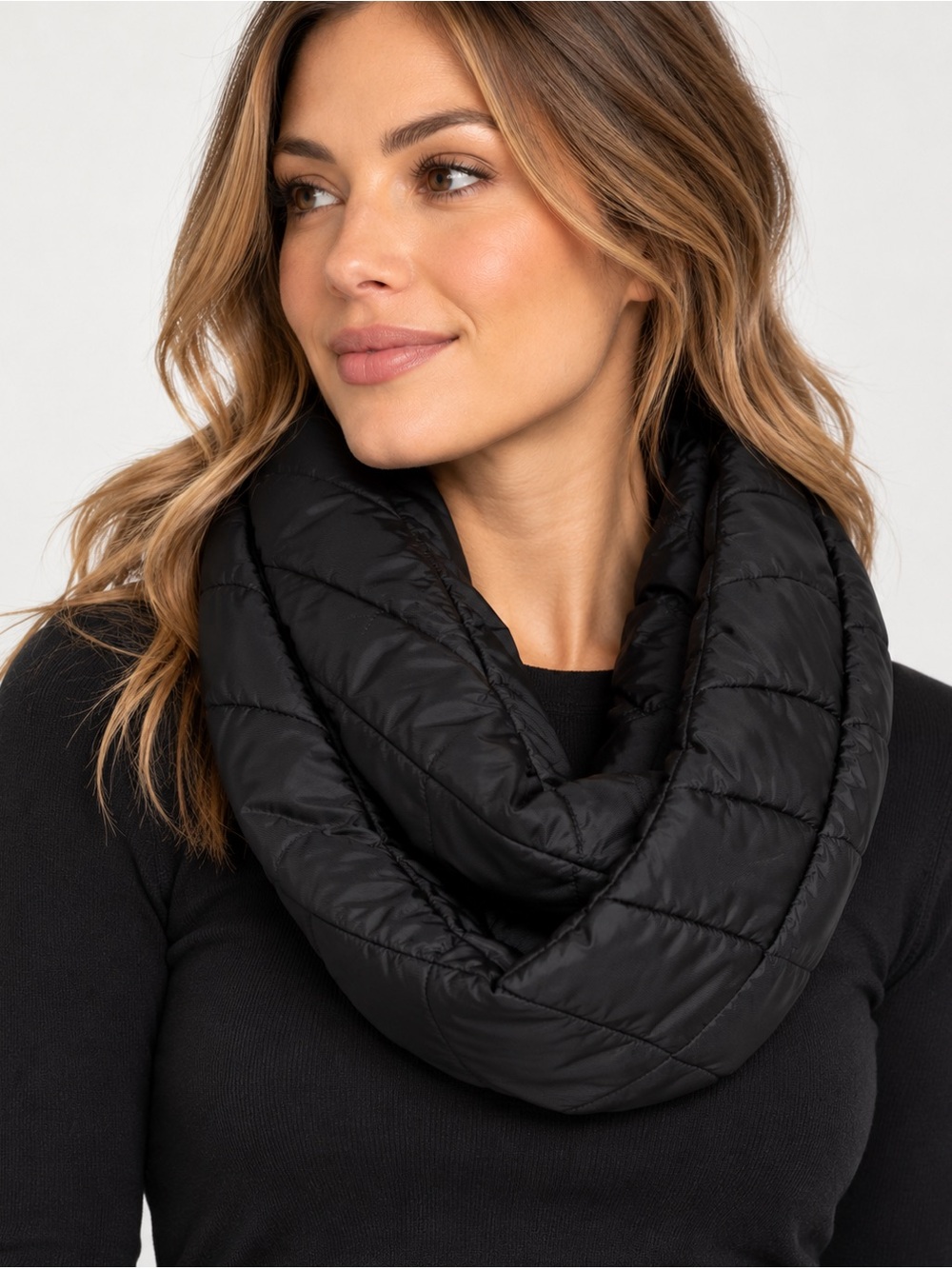 NWT Nike Quilted Puffer Infinity Scarf Black Dri-FIT Winter Loop